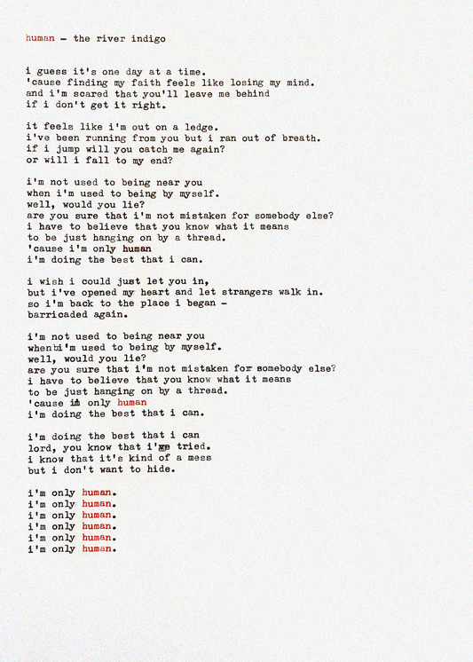 typed lyrics art print